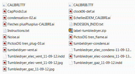 Downloaded tumble drier template files