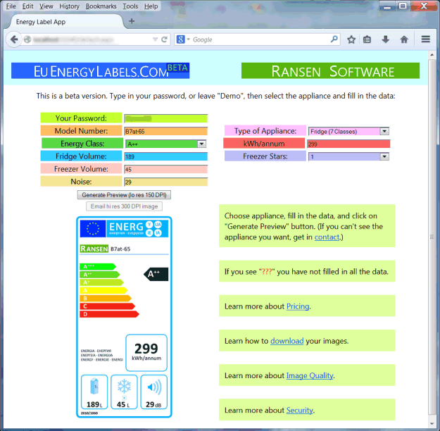 Energy Label App Screenshot